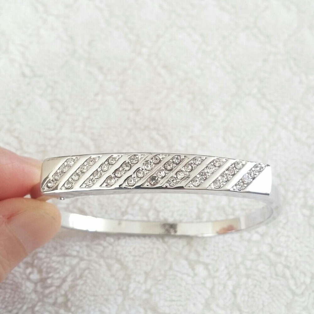 Pave Cubic Zircon Bangle Bracelet.